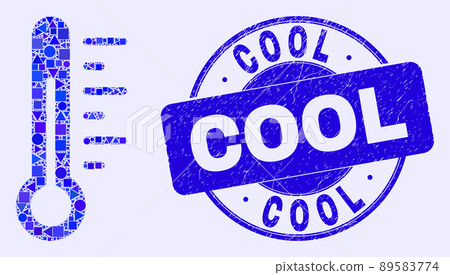 Blue Scratched Cool Seal and Thermometer Mosaic Blue Scratched Cool Seal and Thermometer Mosaic 89583774
