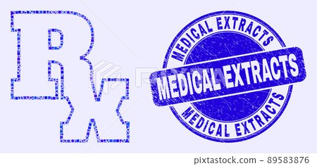 Blue Grunge Medical Extracts Seal and Rx Symbol Mosaic 89583876