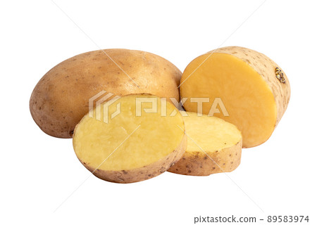 Potato and slice isolate on white background. with clipping path. Potato and slice isolate on white background. with clipping path. 89583974