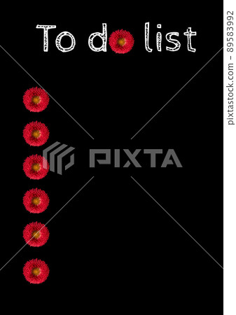 to do list on black paper notebook with red daisy 89583992