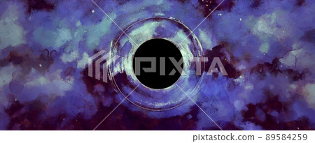 Black hole watercolor illustration. Space galaxy background 89584259