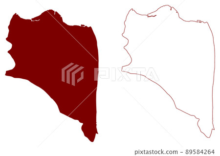 Thorney island (United Kingdom of Great Britain and Northern Ireland, England, West Sussex) map vector illustration, scribble sketch Isle of Thorney map 89584264