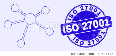 Blue Distress ISO 27001 Stamp and Relation Links Mosaic 89584342