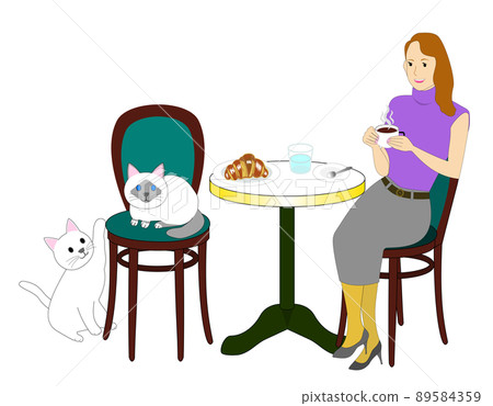 貓咖啡館集合白色背景:食物,食物,飲料,飲料,婦女,貓,婦女,家具,內部 貓咖啡館集合白色背景:食物,食物,飲料,飲料,婦女,貓,婦女,家具,內部 89584359