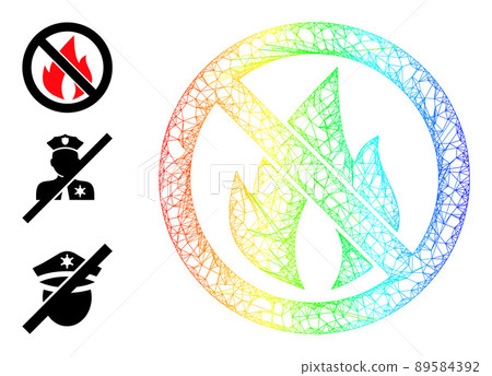 Rainbow Gradient Net Mesh Stop Fire Icon - Stock Illustration [89584392 ...
