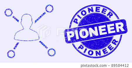 Blue Grunge Pioneer Stamp and Person Links Mosaic Blue Grunge Pioneer Stamp and Person Links Mosaic 89584412