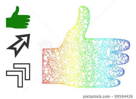 Spectral Gradient Network Mesh Thumb Up Icon Spectral Gradient Network Mesh Thumb Up Icon 89584426