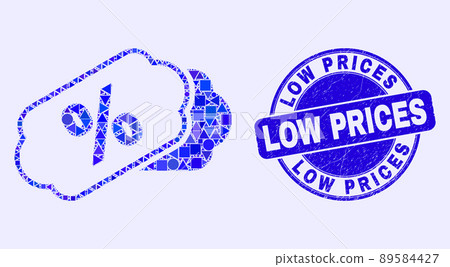 Blue Distress Low Prices Stamp and Percent Tags Mosaic Blue Distress Low Prices Stamp and Percent Tags Mosaic 89584427