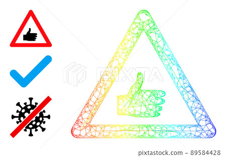 Spectral Gradient Net Mesh Thumb up Warning Icon Spectral Gradient Net Mesh Thumb up Warning Icon 89584428