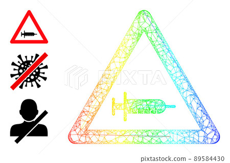 Rainbow Gradient Network Mesh Vaccine Warning Icon - Stock Illustration ...