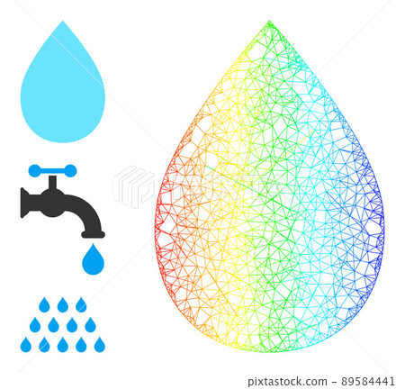 Spectral Gradient Linear Mesh Water Drop Icon 89584441