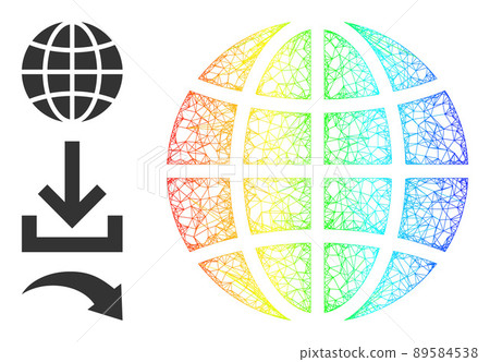Rainbow Gradient Linear Mesh Globe Icon 89584538