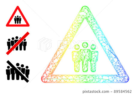 Spectral Gradient Net Mesh People Warning Icon - Stock Illustration ...