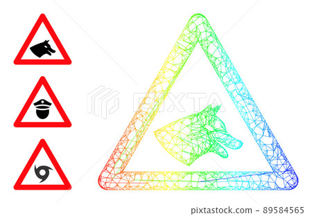 Spectral Gradient Hatched Mesh Dog Warning Icon - Stock Illustration ...