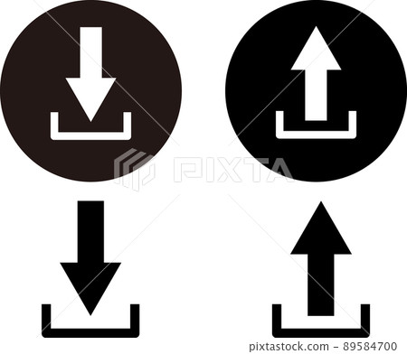Circled arrow upload download transfer icon set black Circled arrow upload download transfer icon set black 89584700