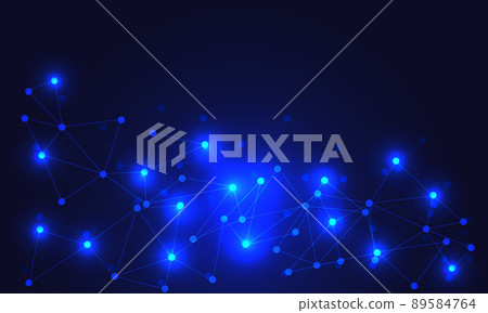 Abstract blue technology background with connecting dots and lines global network connection digital communication concept vector Abstract blue technology background with connecting dots and lines global network connection digital communication concept vector 89584764