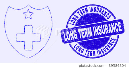 Blue Grunge Long Term Insurance Stamp and Medical Shield Mosaic 89584804