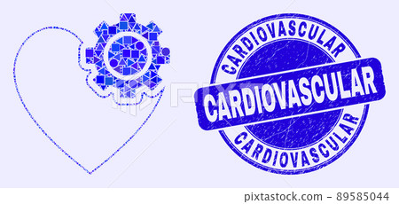 Blue Distress Cardiovascular Stamp Seal and Heart Gear Mosaic Blue Distress Cardiovascular Stamp Seal and Heart Gear Mosaic 89585044