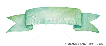 Green Watercolor ribbon banner with copy space. Cutout element for St. Patricks day design Green Watercolor ribbon banner with copy space. Cutout element for St. Patricks day design 89585307