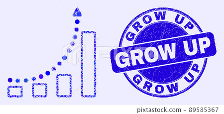 Blue Scratched Grow Up Stamp Seal and Growing Chart Trend Mosaic Blue Scratched Grow Up Stamp Seal and Growing Chart Trend Mosaic 89585367