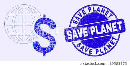 Blue Distress Save Planet Seal and Global Business Mosaic Blue Distress Save Planet Seal and Global Business Mosaic 89585373