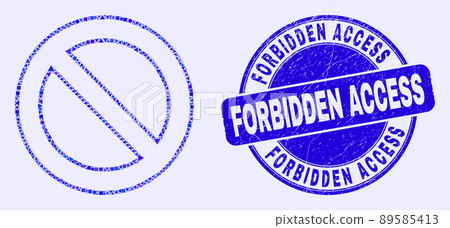 Blue Grunge Forbidden Access Stamp Seal and Forbidden Mosaic 89585413