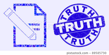 Blue Grunge Truth Stamp Seal and Edit Text Page Mosaic 89585730
