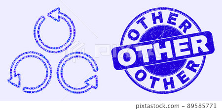 Blue Scratched Other Stamp Seal and Different Rotation Mosaic Blue Scratched Other Stamp Seal and Different Rotation Mosaic 89585771