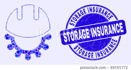 Blue Distress Storage Insurance Stamp Seal and Development Helmet Mosaic 89585772