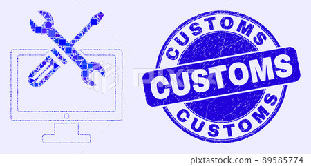Blue Scratched Customs Seal and Desktop Options Mosaic Blue Scratched Customs Seal and Desktop Options Mosaic 89585774