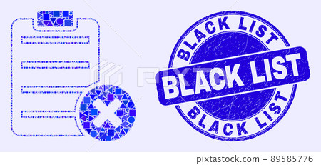 Blue Scratched Black List Stamp and Delete Report Page Mosaic Blue Scratched Black List Stamp and Delete Report Page Mosaic 89585776