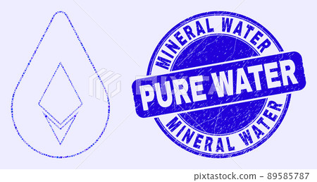 Blue Distress Mineral Water Pure Water Stamp Seal and Crystal Drop Mosaic Blue Distress Mineral Water Pure Water Stamp Seal and Crystal Drop Mosaic 89585787