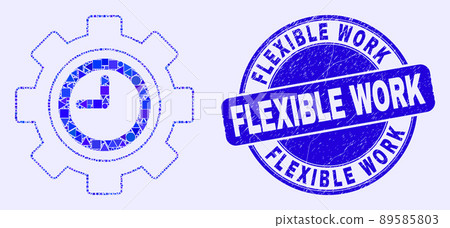 Blue Grunge Flexible Work Stamp Seal and Clock Settings Gear Mosaic 89585803