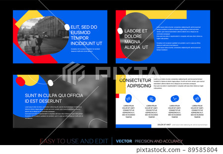 Creative presentation templates with editable design elements and infographics. Background for presentation. Vector Slide, flyer, report, marketing, advertising, annual report, banner. 89585804