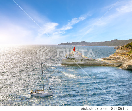 Amazing view of lighthouse near old town Bonifacio. Amazing view of lighthouse near old town Bonifacio. 89586332