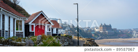 Old beach huts at Scarborough, UK Old beach huts at Scarborough, UK 89587067