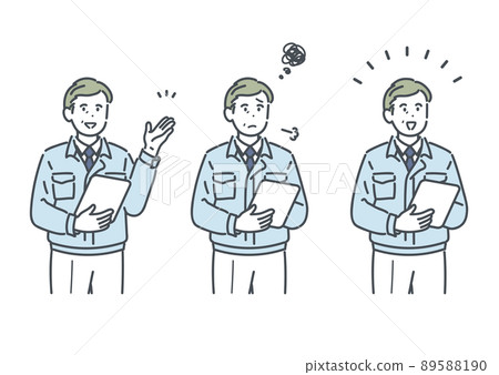 Illustration material of various facial expressions of career male workers Illustration material of various facial expressions of career male workers 89588190