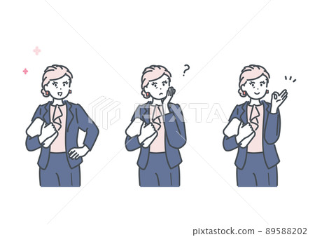 Illustration material of various facial expressions of female managers 89588202