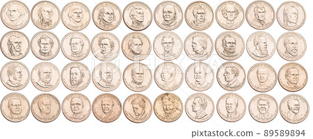US Dollar coins President series $1 golden colored.  89589894