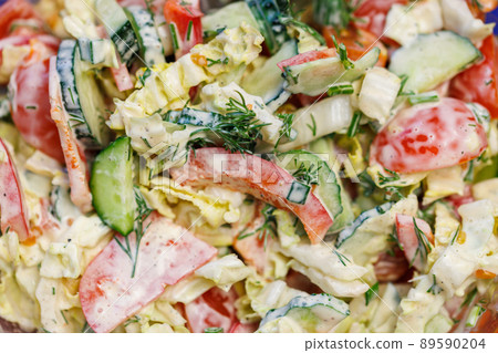 vegetable salad with mayonnaise sauce 89590204