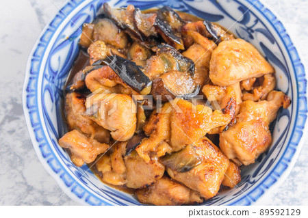 Boiled chicken and eggplant Boiled chicken and eggplant 89592129