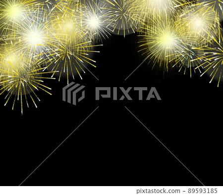 夏日美麗金色煙花插畫矢量背景素材 89593185