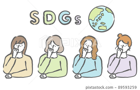 可持續發展目標地球形象思維女性插畫 89593259