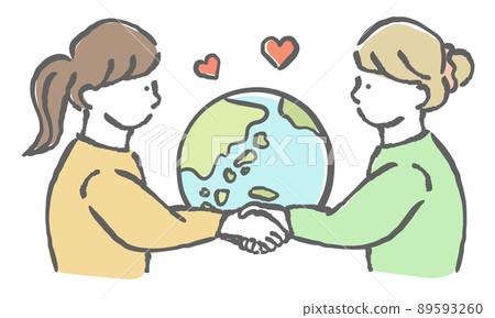 一個女人與地球握手的插圖 #1 一個女人與地球握手的插圖 #1 89593260