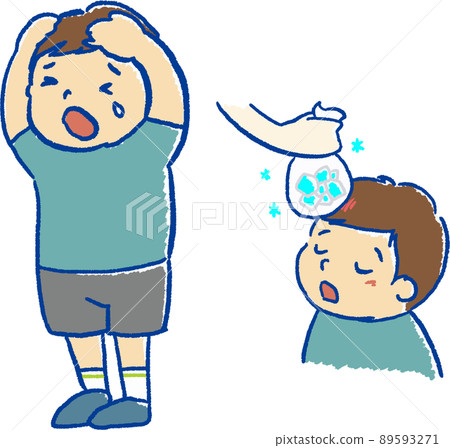 Illustration of a child hitting the head 89593271