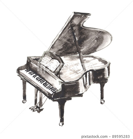 用水彩畫的鋼琴的插圖 用水彩畫的鋼琴的插圖 89595283