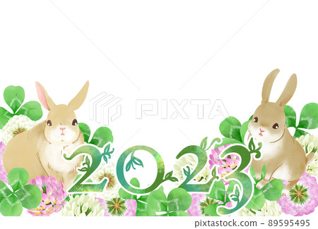 新年賀卡模板兔年（無文字） 89595495