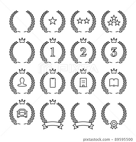 Laurel leaf ornament frame with crown / ribbon and ranking set Laurel leaf ornament frame with crown / ribbon and ranking set 89595500