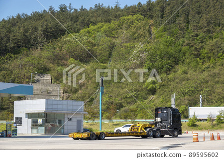 A special car stopped at a rest area A special car stopped at a rest area 89595602