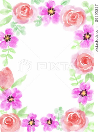花葉背景框架水彩插圖 89595837